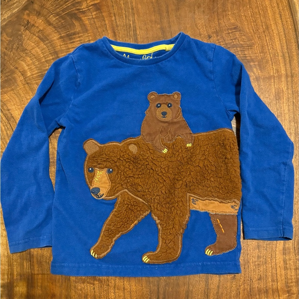 Mini Boden Royal Blue Bear Long Sleeve Tee